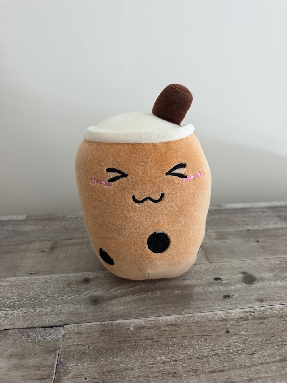 Plush Bubble Tea Decorative Pillow - Beige